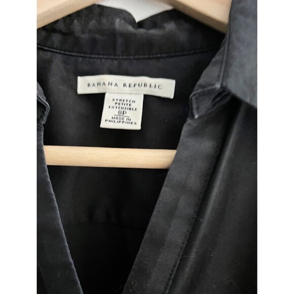 Banana Republic Shirt Dress - Black - Size 8 Petite - Picture 2 of 8